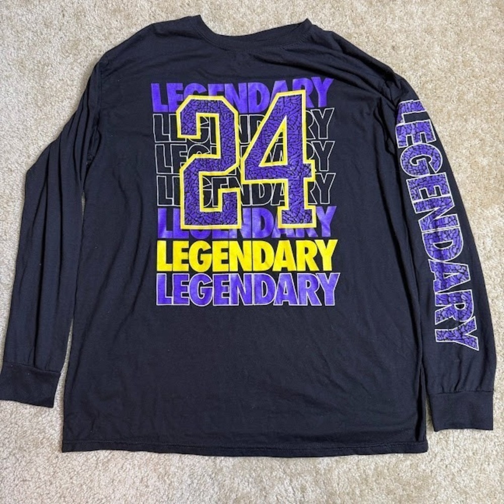 Kobe Bryant #24 Legendary OG Hustle Long Sleeve t shirt Mens XL Black #005